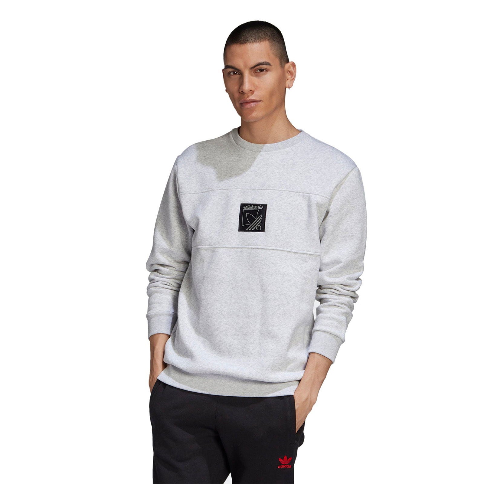 adidas Originals Spirit Icon Crew Sweatshirt - Light Grey Heather - ViaductClothing -  -  