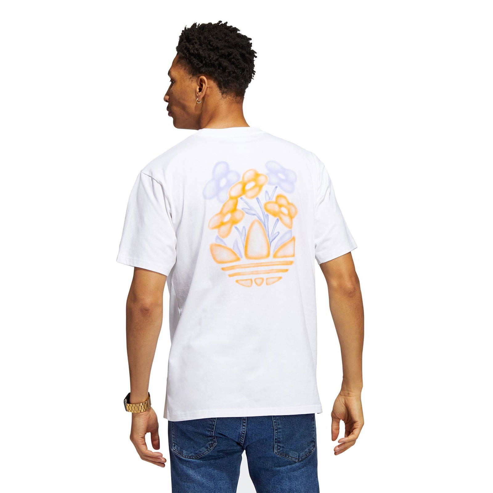 adidas Originals Sprt Floral Linear Graphics T-Shirt - White - ViaductClothing -  -  