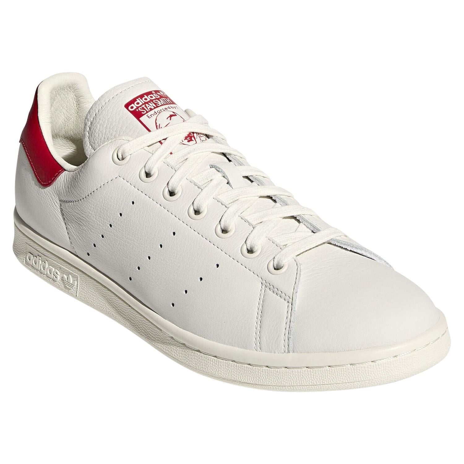 adidas Originals Stan Smith Premium Trainers - Chalk White & Red - ViaductClothing -  -  