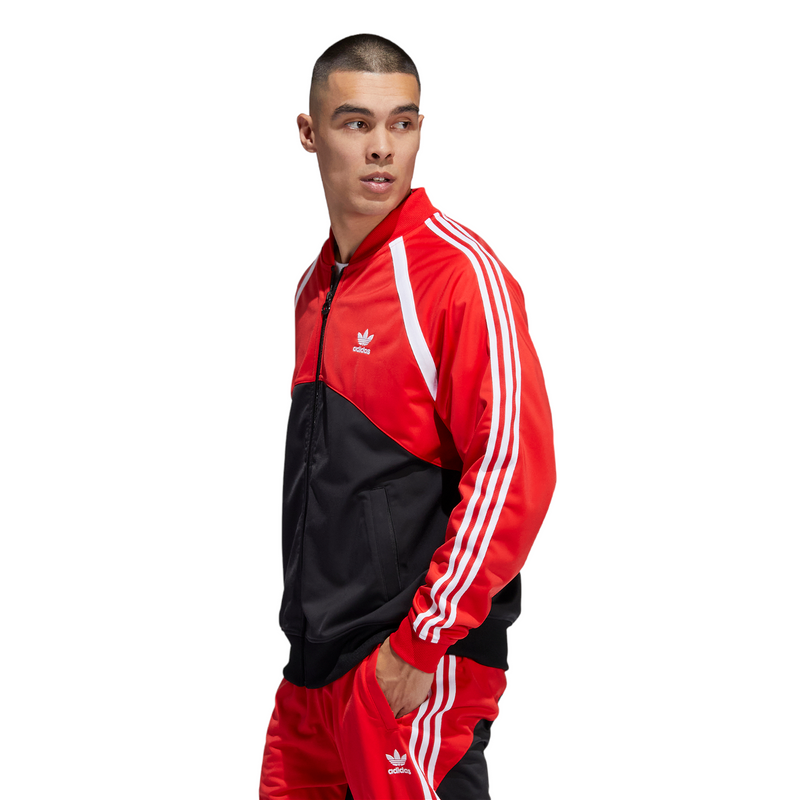 adidas Originals Superstar SST Blocked Track Top Black Red ViaductClothing