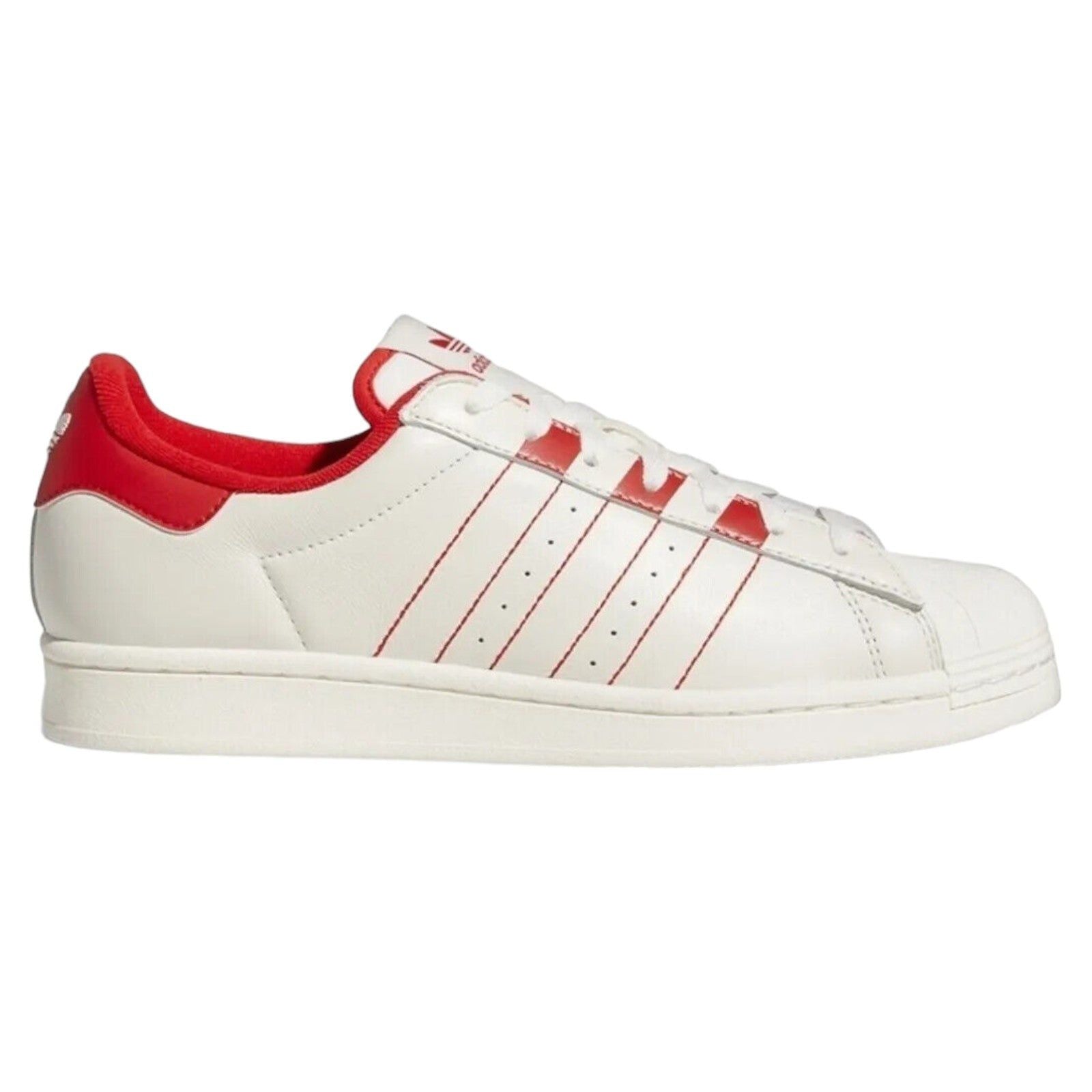 adidas Originals Superstar Trainers - White Vivid Red - ViaductClothing -  -  