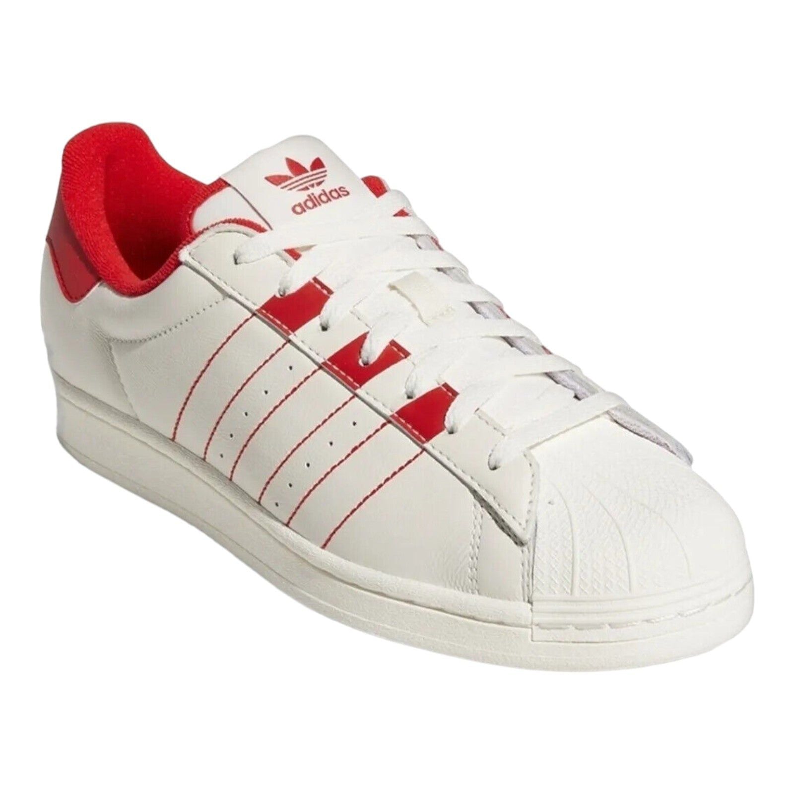 adidas Originals Superstar Trainers - White Vivid Red - ViaductClothing -  -  