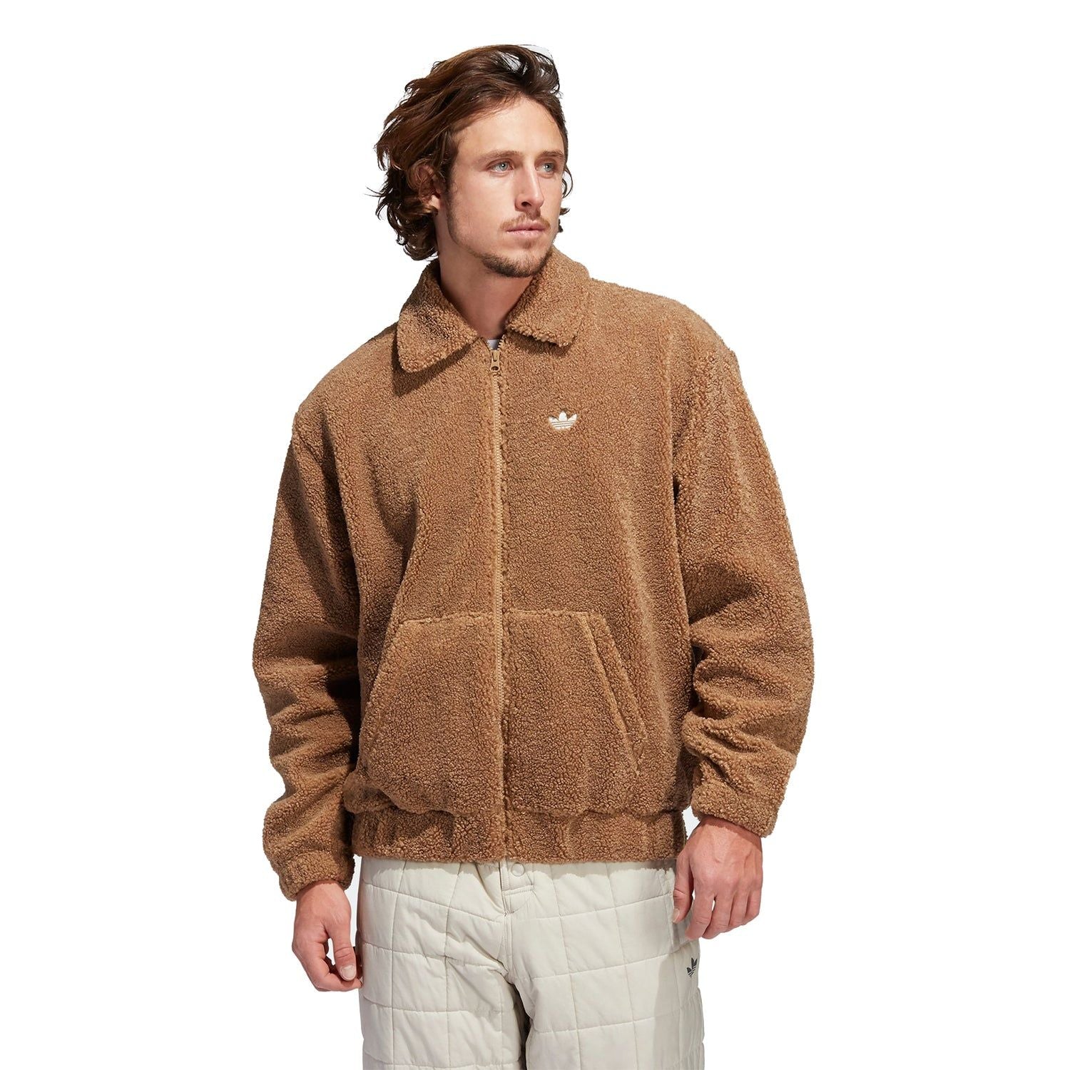 adidas Originals Teddy Bear Fleece Jacket - Brown - ViaductClothing -  -  