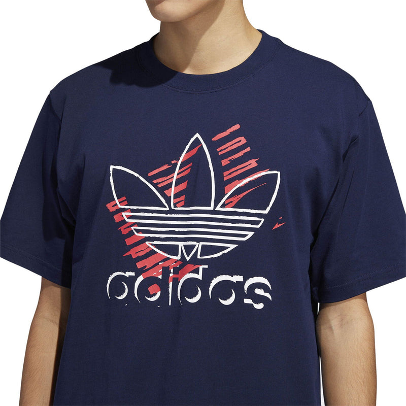 adidas Originals Trefoil Art T Shirt Navy DV3281 ViaductClothing