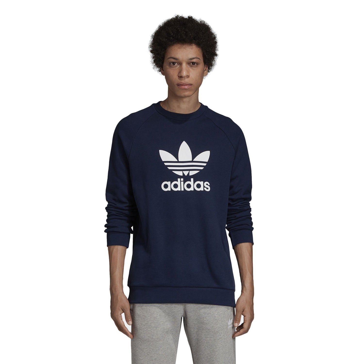 adidas Originals Trefoil Warm-Up Crew Sweatshirt - Blue - ViaductClothing -  -  