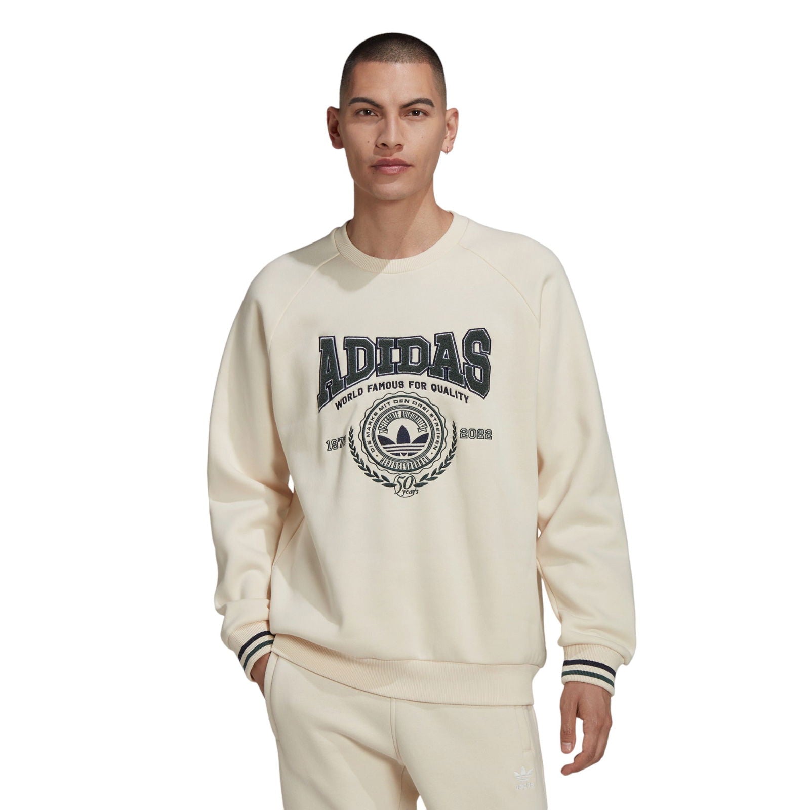 adidas Originals Varsity Retro Crewneck Sweatshirt - Beige - ViaductClothing -  -  