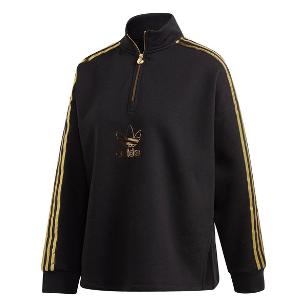 adidas Originals Women's 24K Quarter-Zip Sweatshirt - Black & Gold - ViaductClothing -  -  