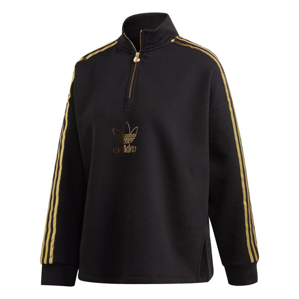 adidas Originals Women s 24K Quarter Zip Sweatshirt Black Gold ViaductClothing