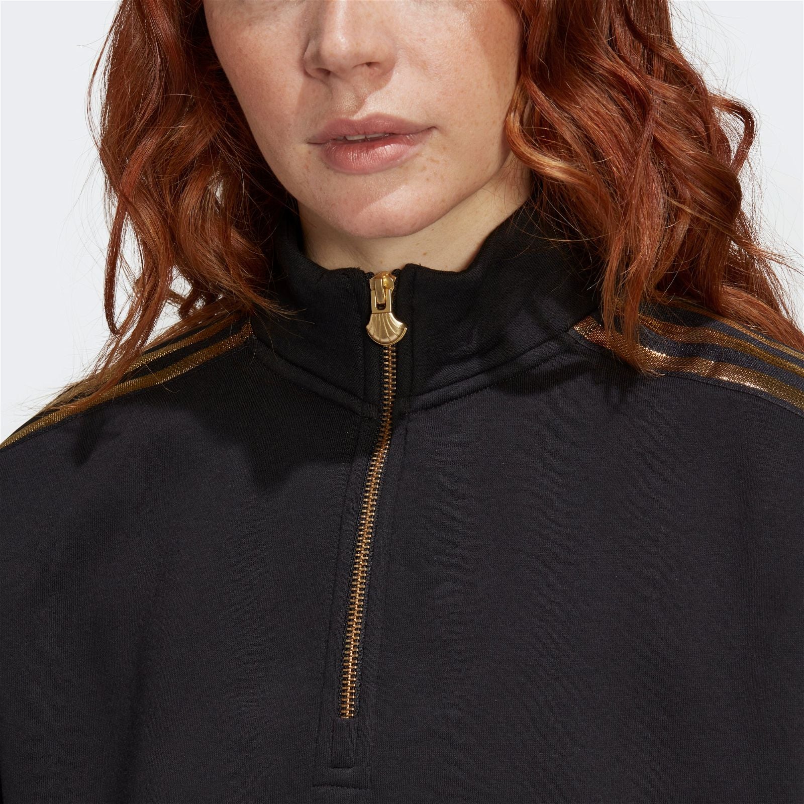 adidas Originals Women's 24K Quarter-Zip Sweatshirt - Black & Gold - ViaductClothing -  -  