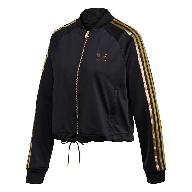 Adidas originals gold panel jacket in black new arrivals