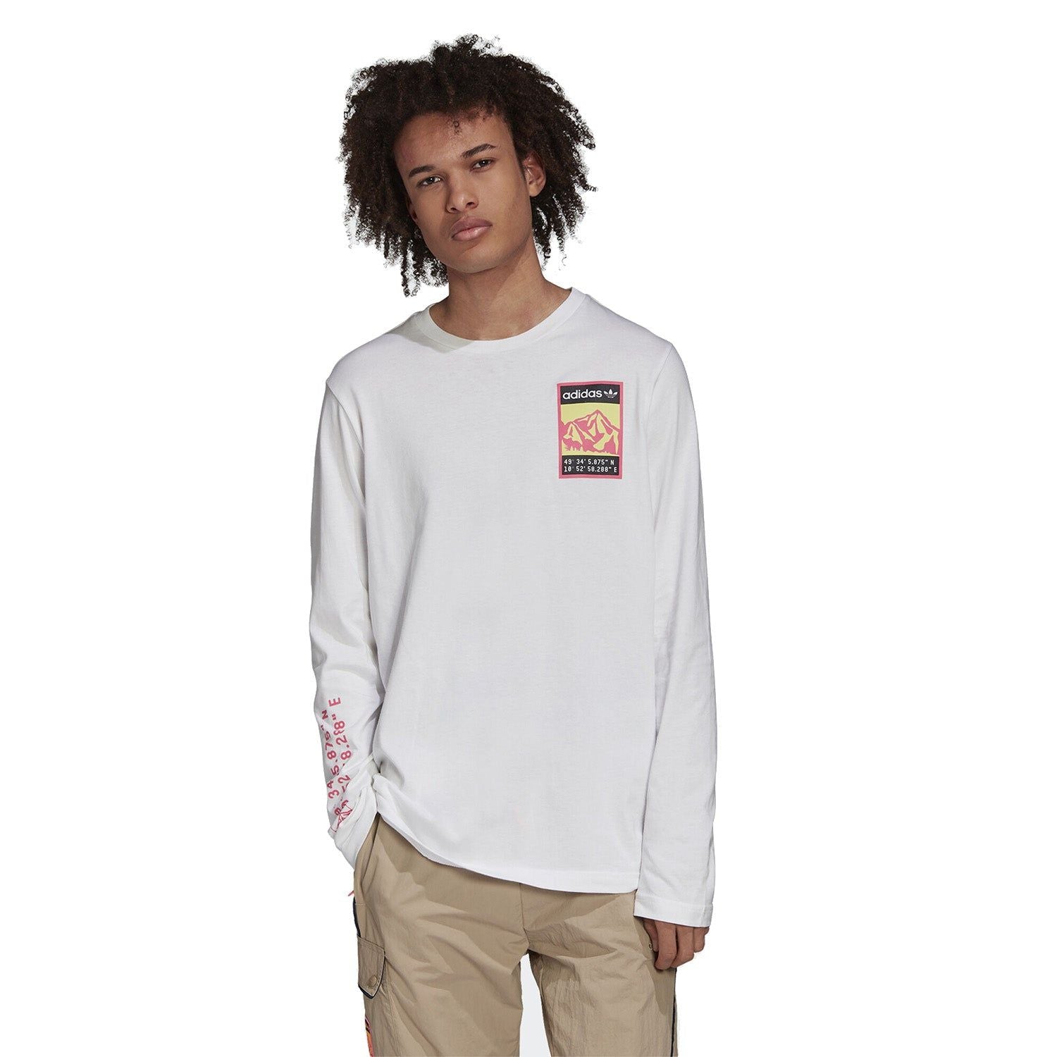 adidas Originals adiplore Long Sleeved Graphic T Shirt - White - ViaductClothing -  -  