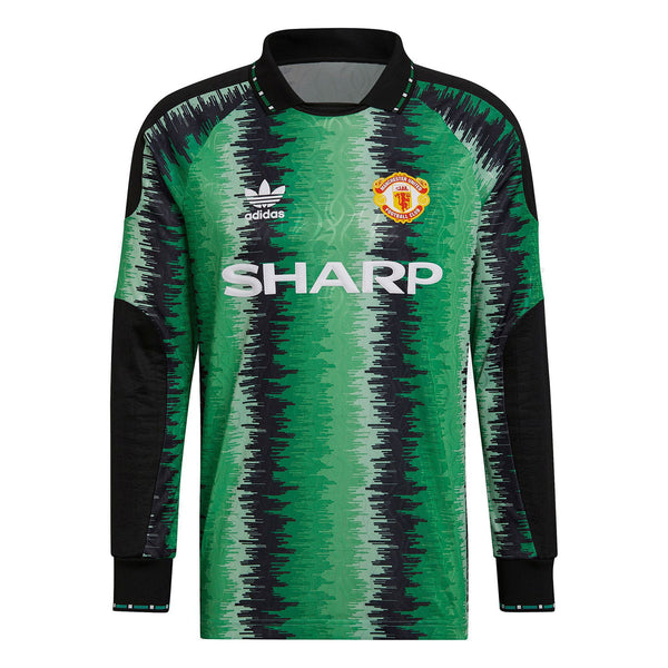 adidas Originals x Manchester United 90s Retro Goalkeeper Jersey - Green Black - ViaductClothing -  -  