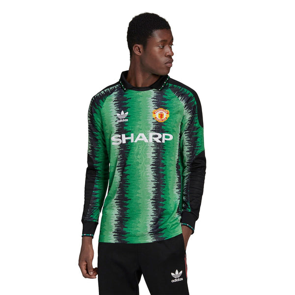 adidas Originals x Manchester United 90s Retro Goalkeeper Jersey - Green Black - ViaductClothing -  -  
