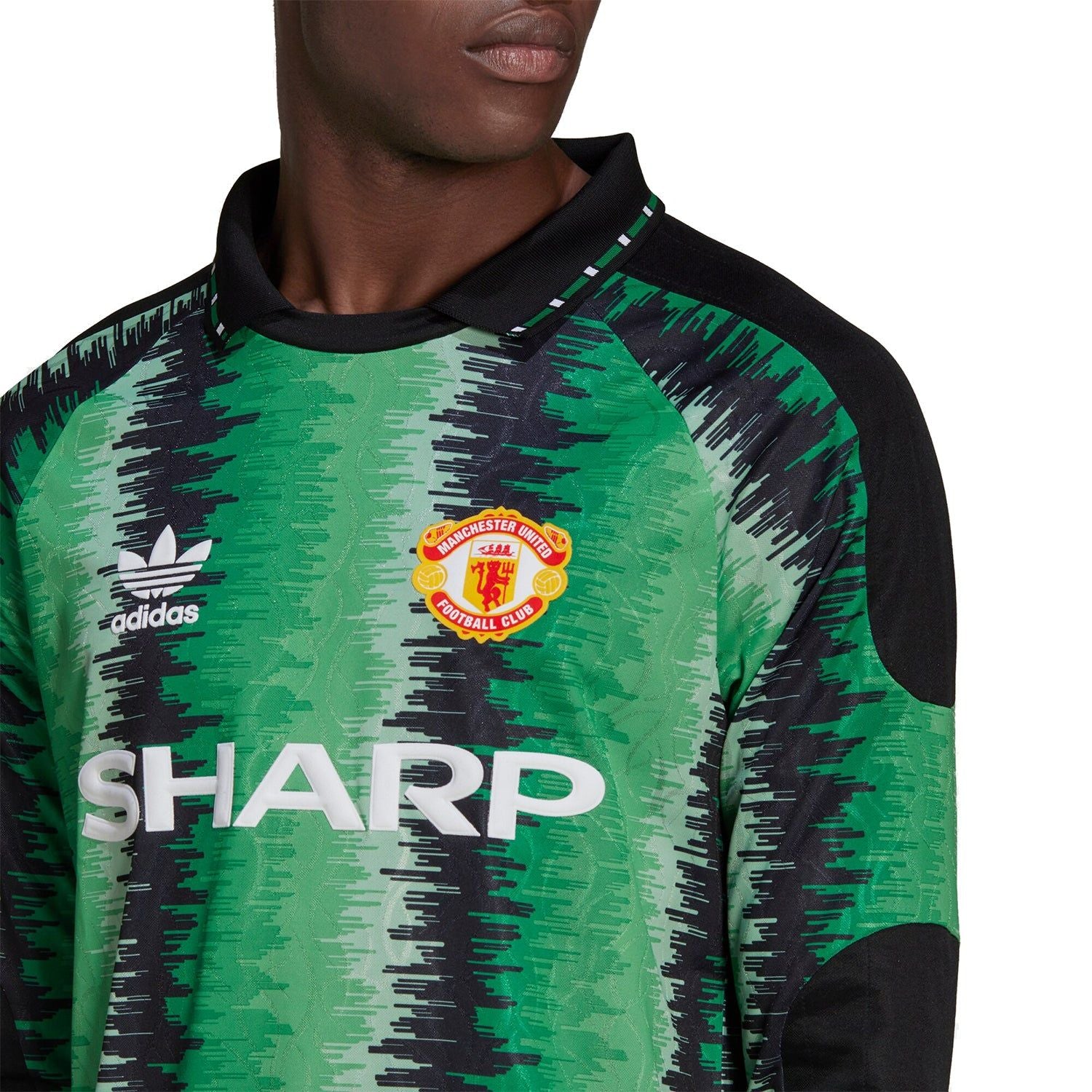 adidas Originals x Manchester United 90s Retro Goalkeeper Jersey - Green Black - ViaductClothing -  -  