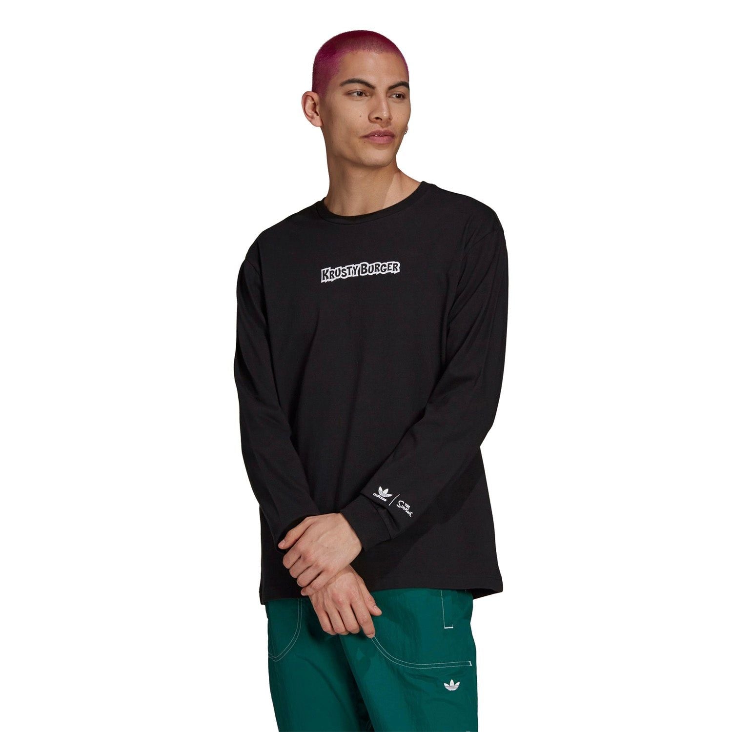 adidas Originals x The Simpsons Krusty Burger Long Sleeve Tee - Black - ViaductClothing -  -  