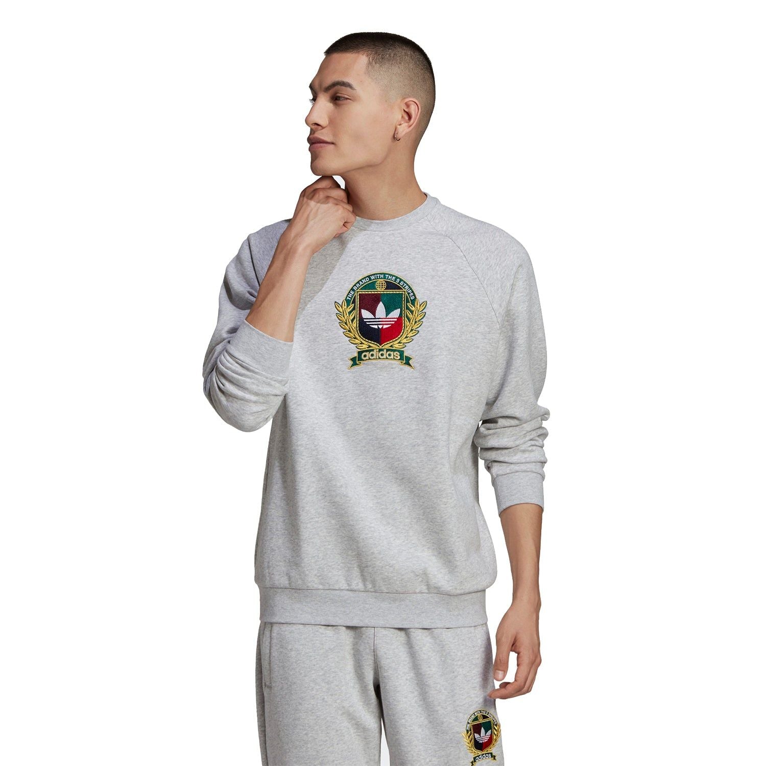 adidas Orignals Collegiate Crest Sweat - Light Grey Heather - ViaductClothing -  -  