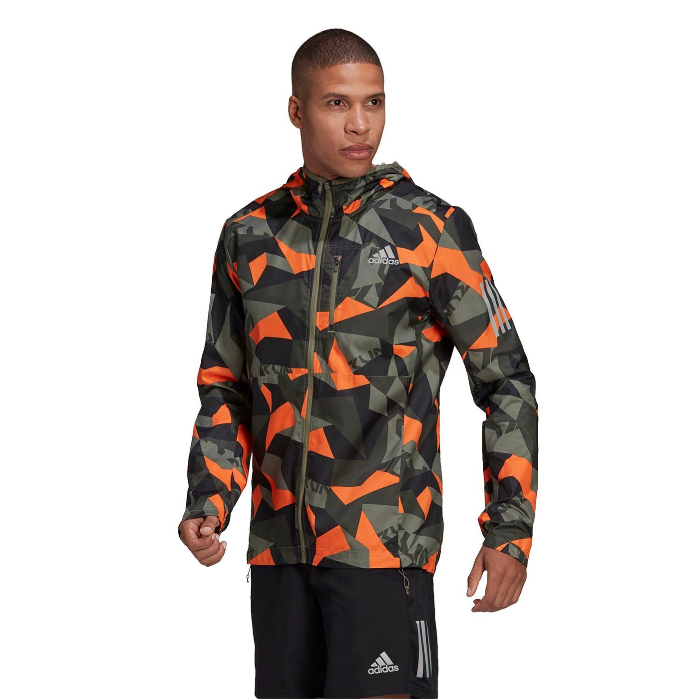 adidas Own The Run Camo Jacket Green FT1453 ViaductClothing