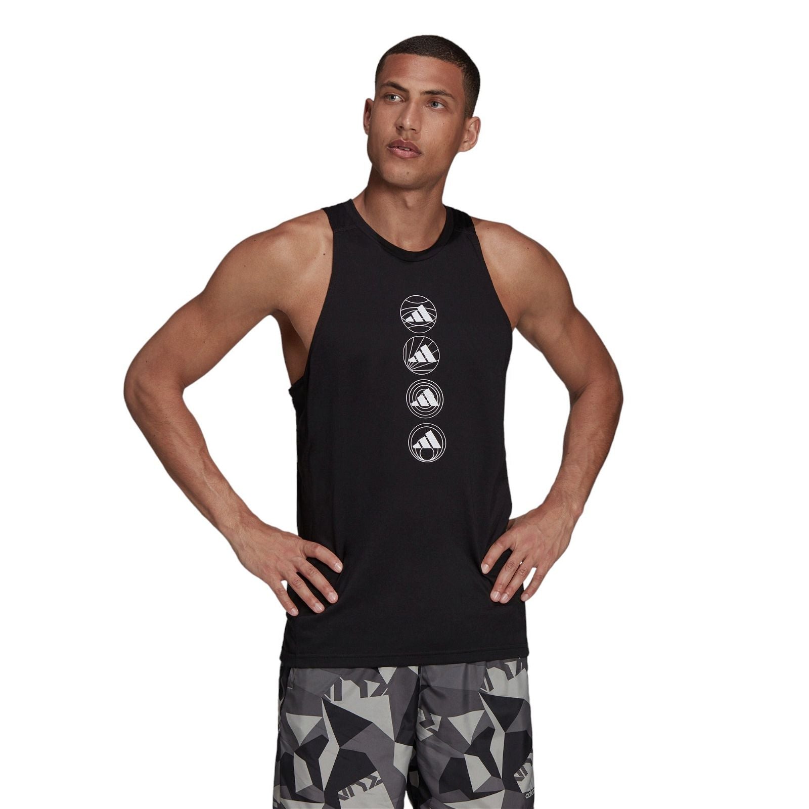adidas Run Logo Tank Top - Black - ViaductClothing -  -  