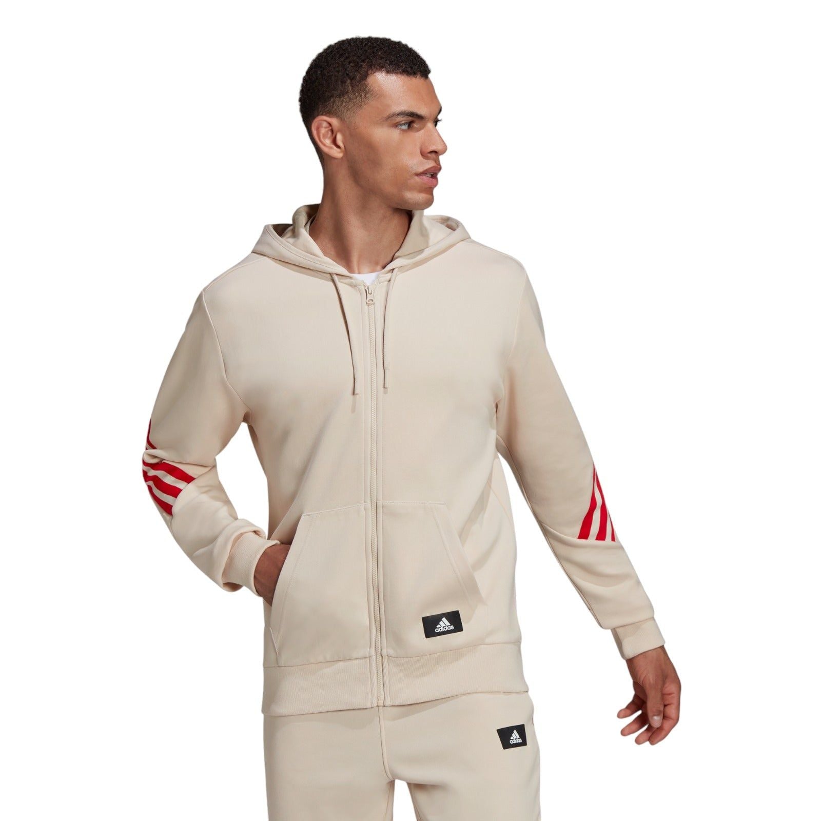 adidas Sportswear Future Icons 3-Stripes Full-Zip Hoodie - Beige - ViaductClothing -  -  
