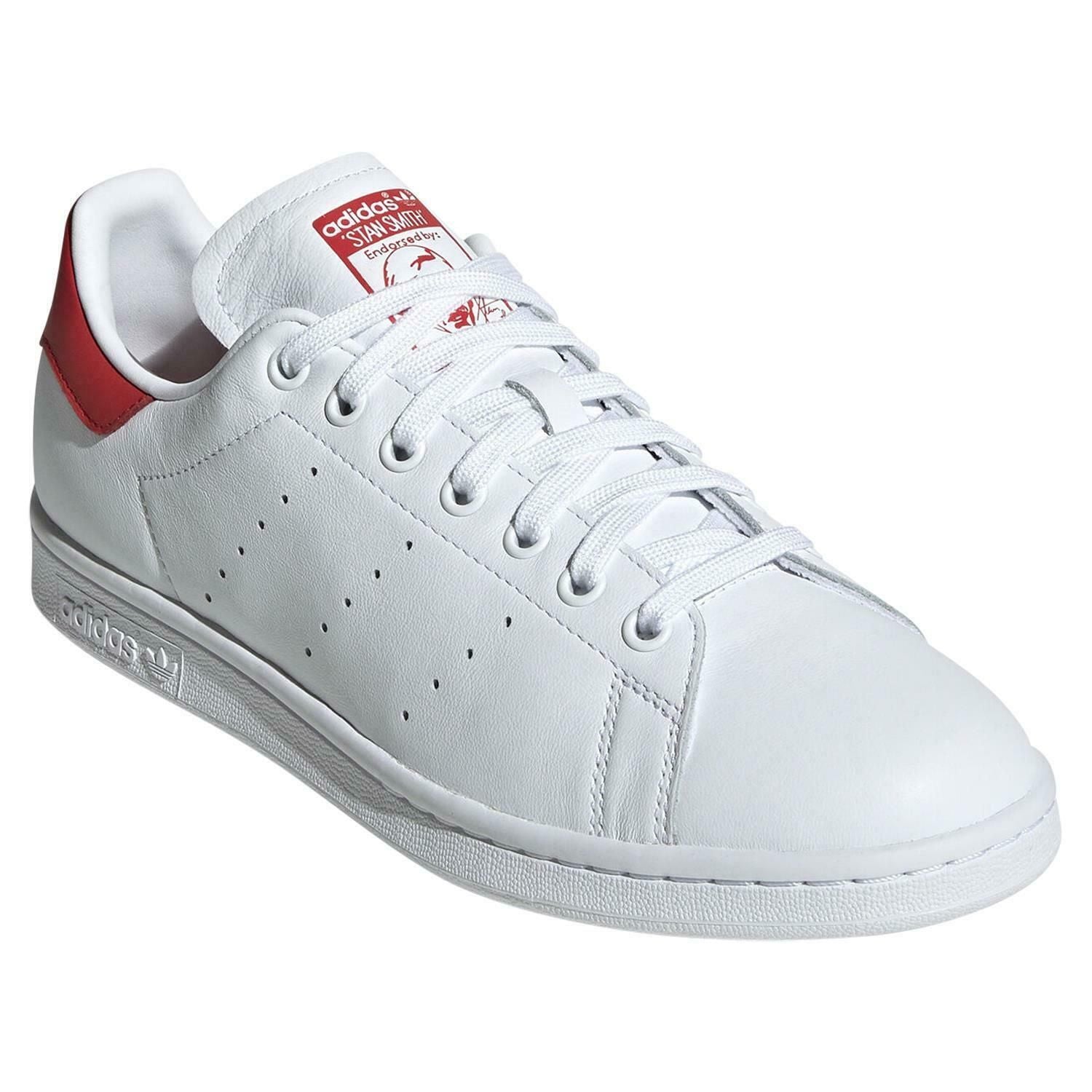 adidas Stan Smith Shoes - White & Lush Red - ViaductClothing -  -  