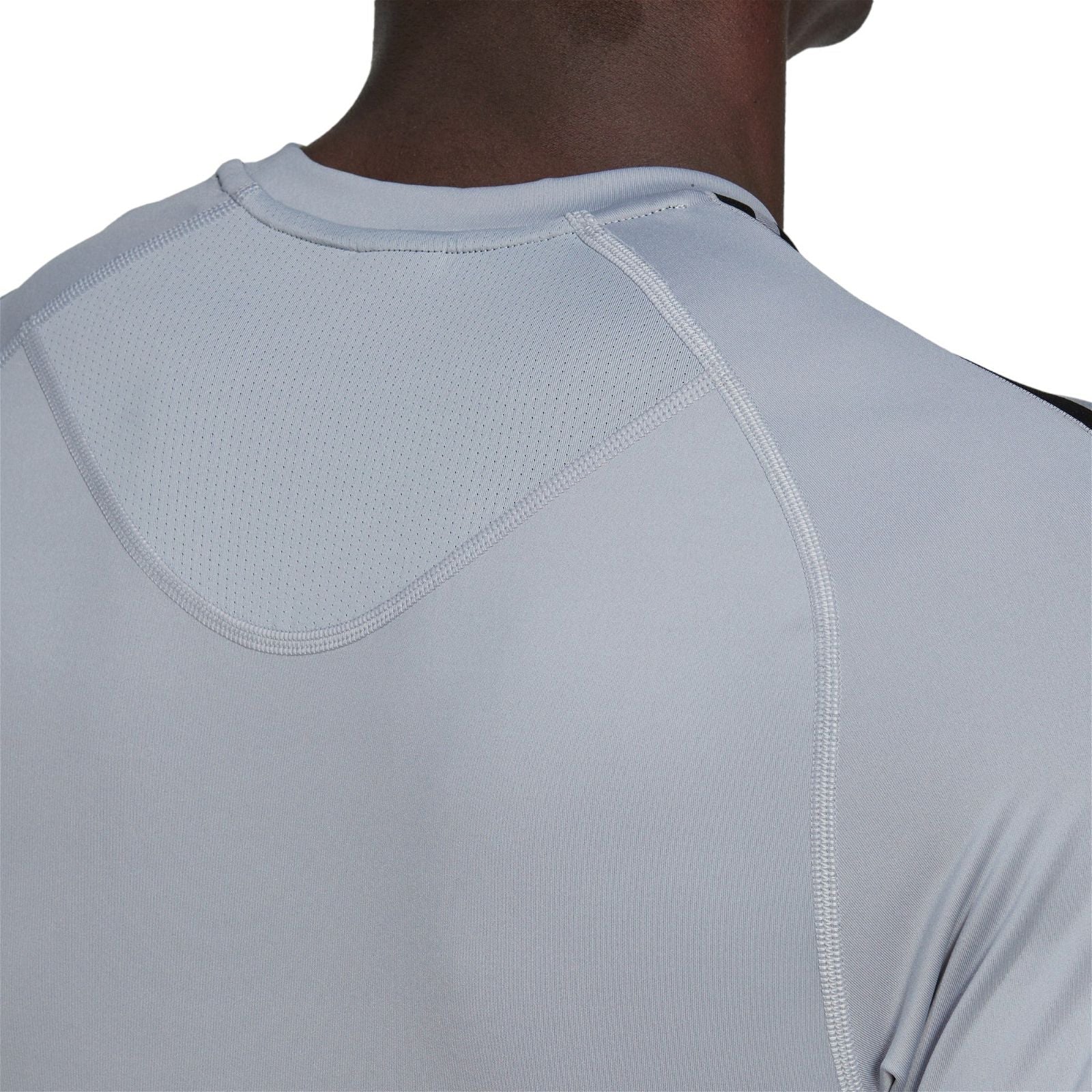 adidas Techfit 3 Stripes Short Sleeve Workout T-shirt - Halo Silver S21 - ViaductClothing -  -  
