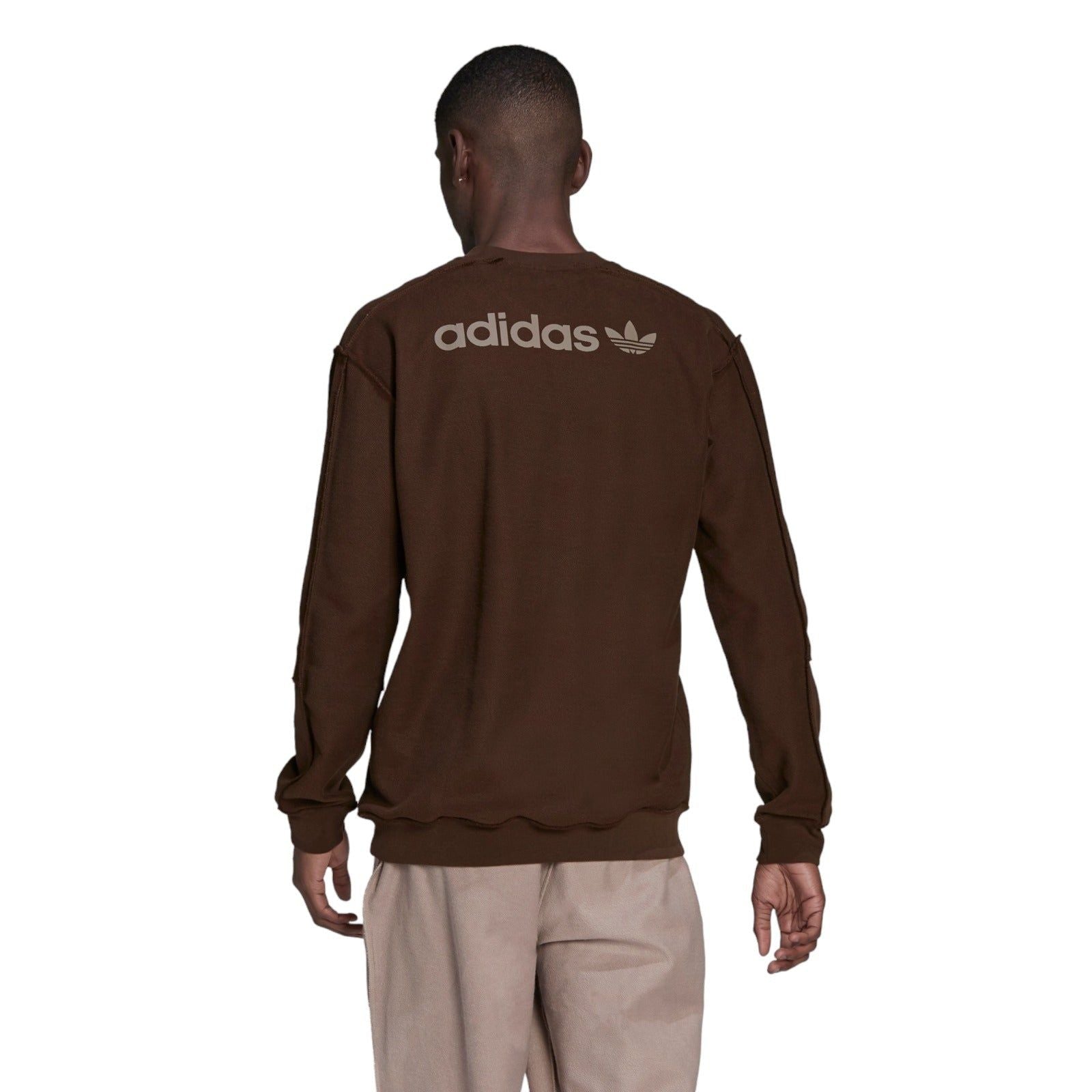 adidas Tonal Textures French Terry Reverse Sweatshirt - Brown - ViaductClothing -  -  