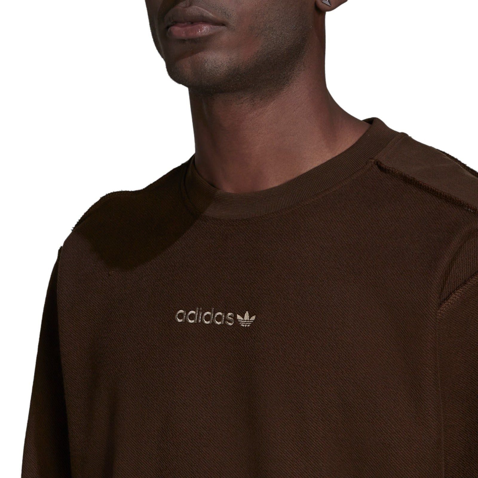 adidas Tonal Textures French Terry Reverse Sweatshirt - Brown - ViaductClothing -  -  