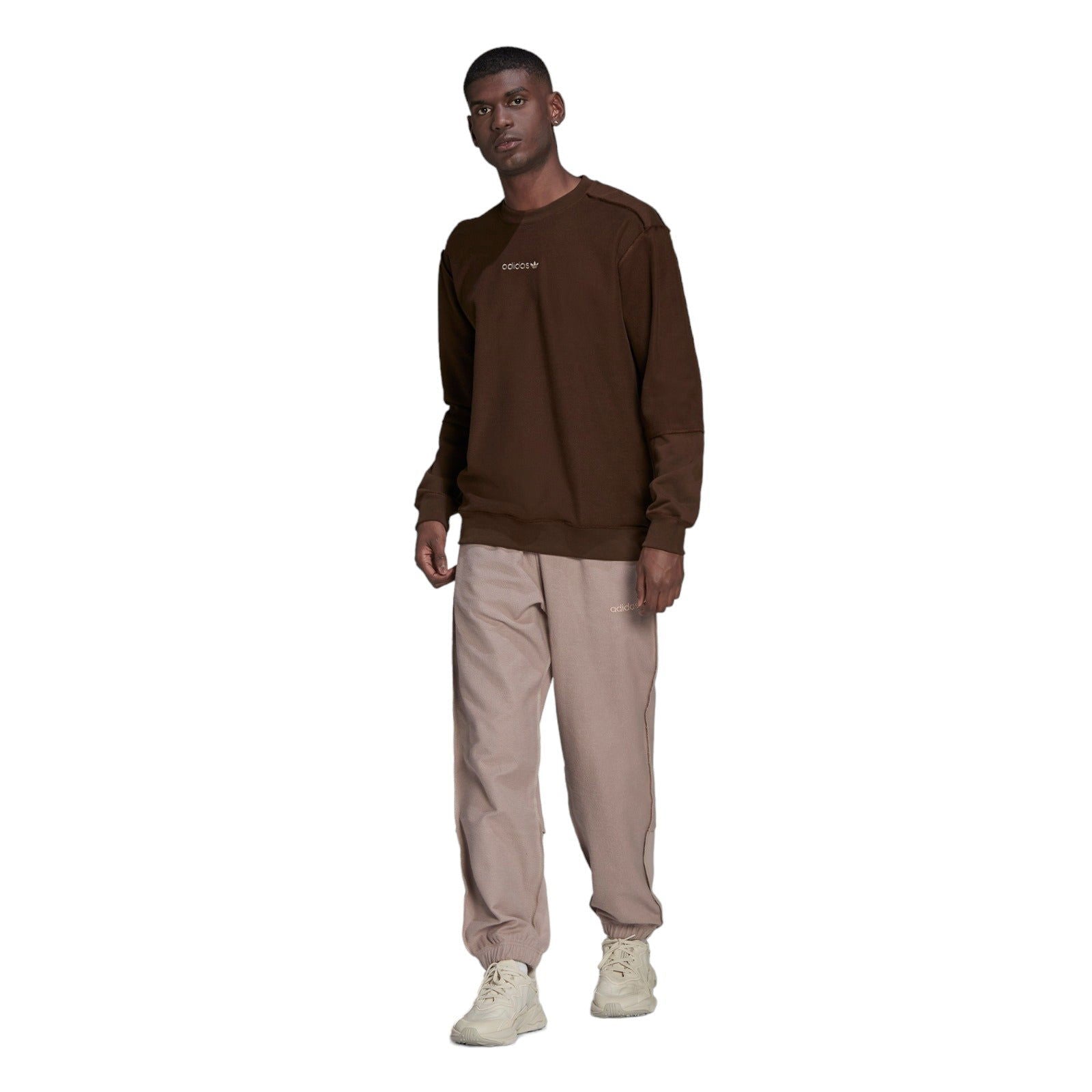 adidas Tonal Textures French Terry Reverse Sweatshirt - Brown - ViaductClothing -  -  