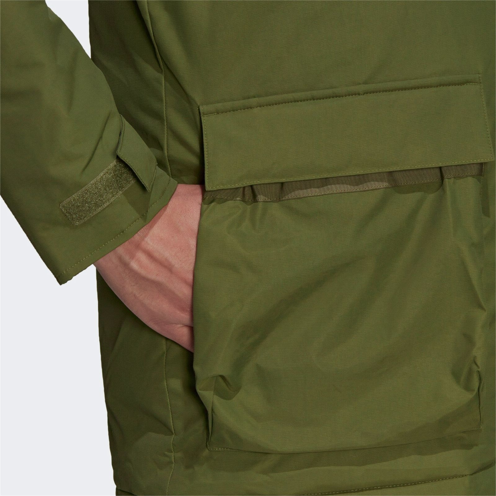 adidas Utilitas Hooded Parka Coat - Focus Olive Green - ViaductClothing -  -  