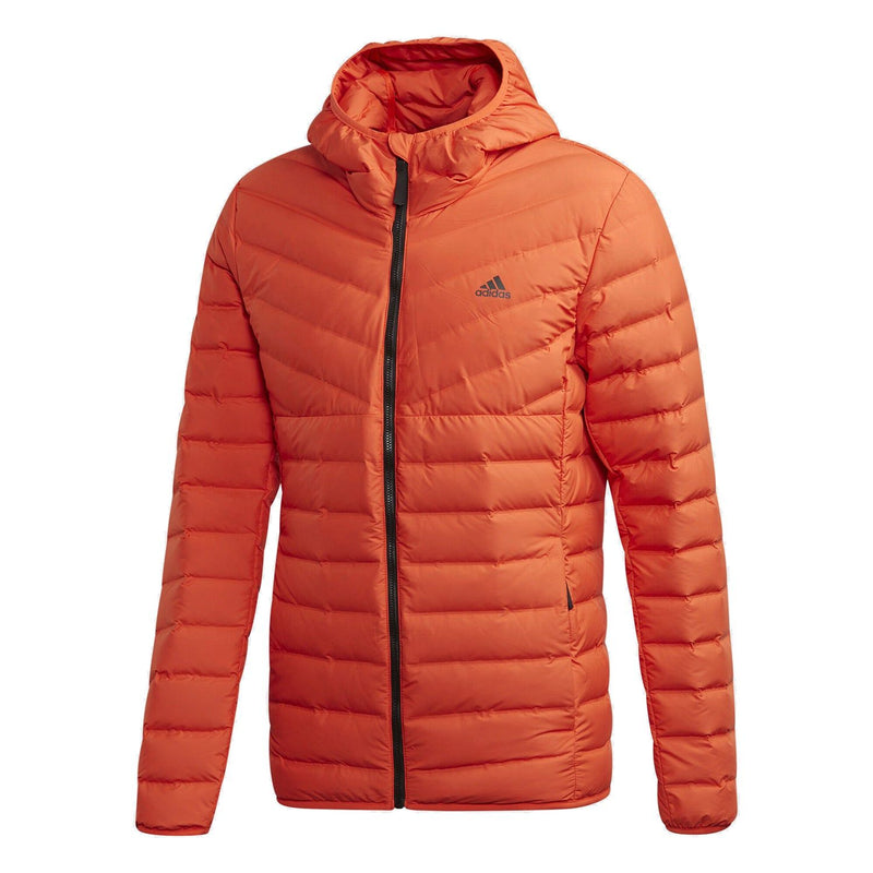 adidas Varilite Soft 3 Stripes Hooded Down Jacket Orange FH6635 ViaductClothing
