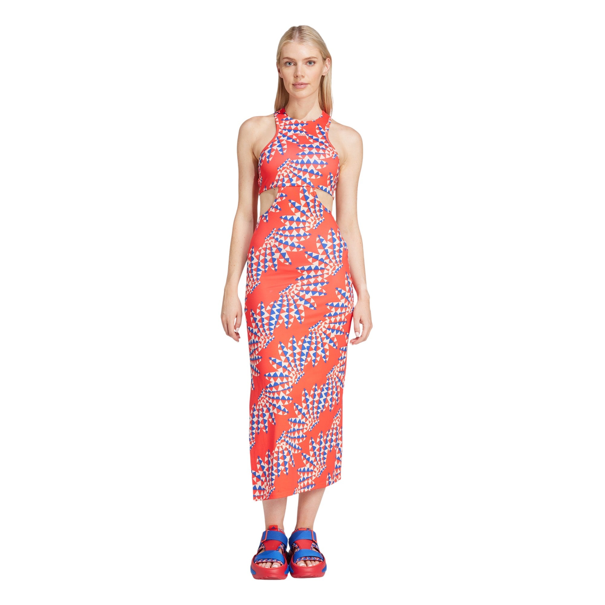 adidas x FARM Womens Rio Premium Dress - Bright Red / Bliss Orange