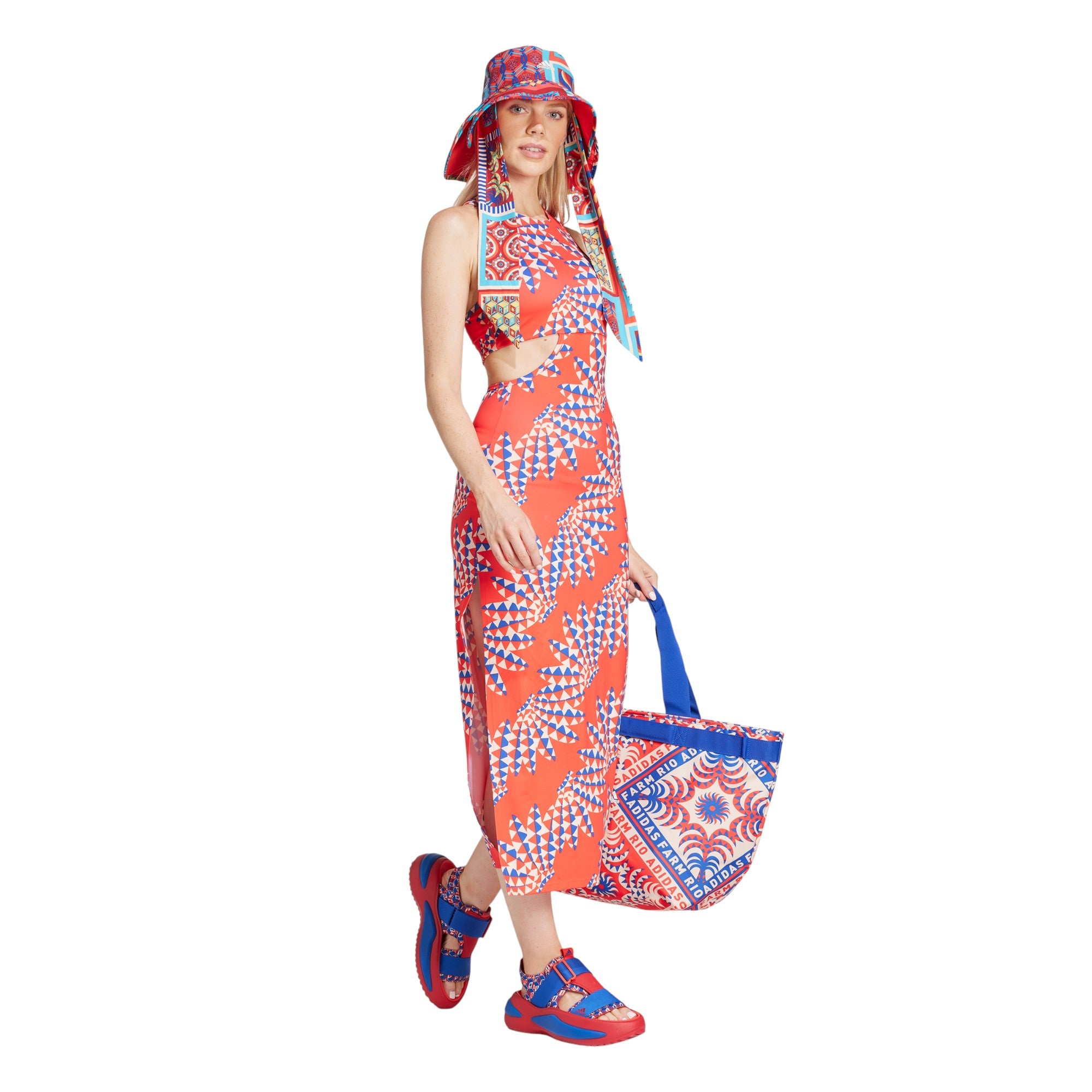 adidas x FARM Womens Rio Premium Dress - Bright Red / Bliss Orange