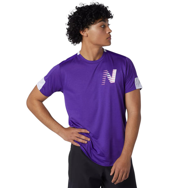 New Balance Printed Fast Flight Short Sleeve Jersey - Purple