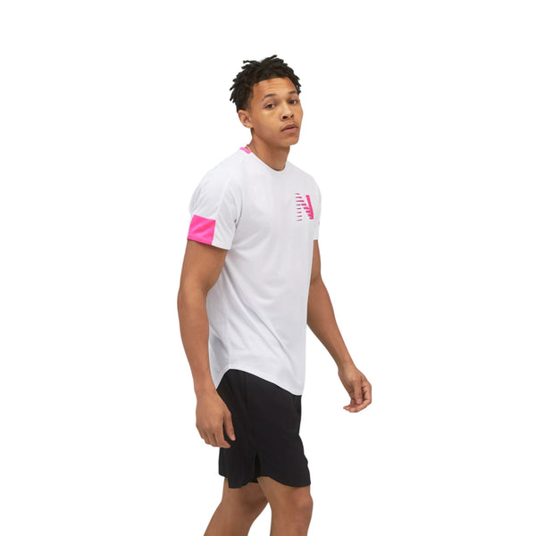 New Balance Printed Fast Flight Short Sleeve Jersey - White / Pink