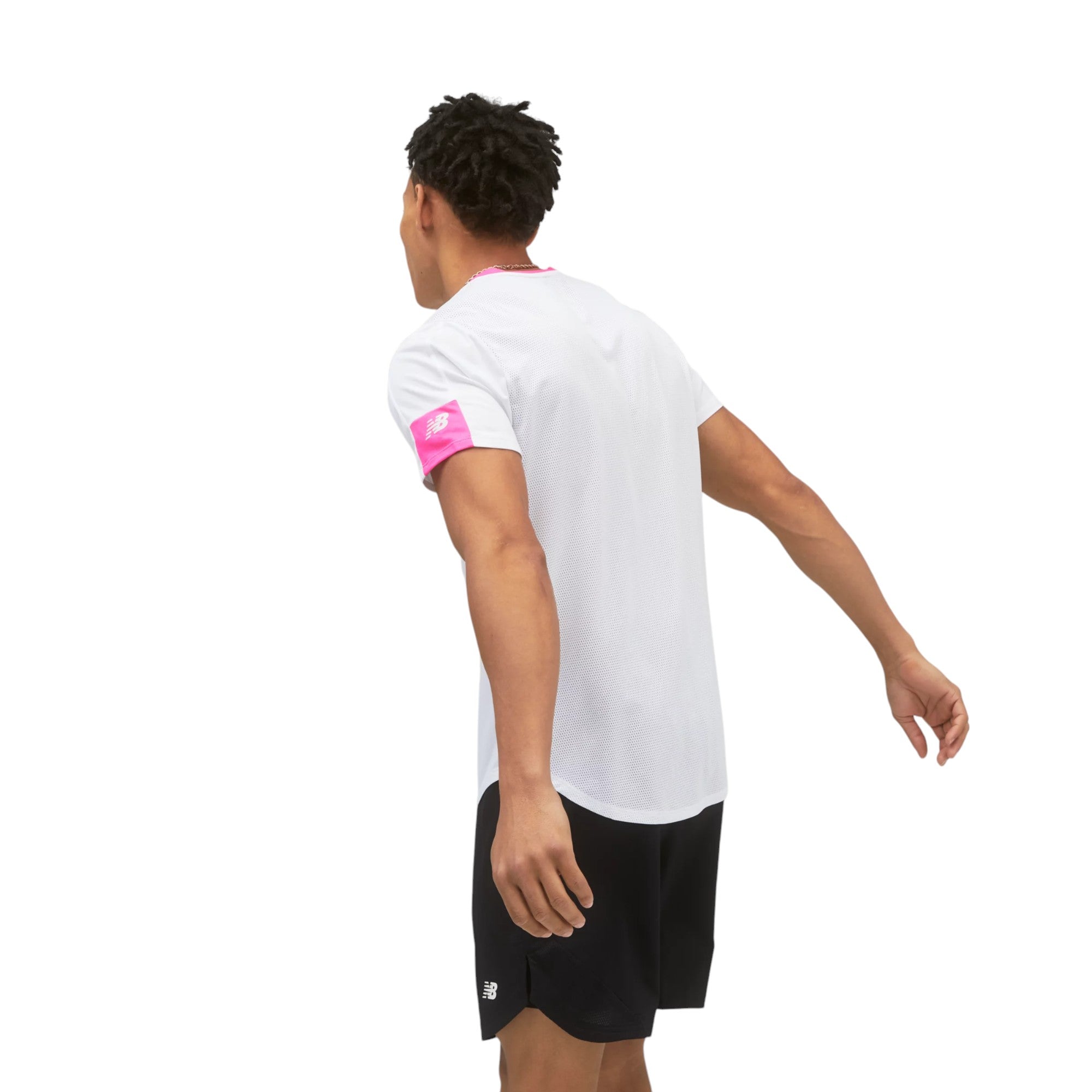 New Balance Printed Fast Flight Short Sleeve Jersey - White / Pink