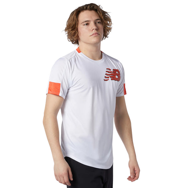 New Balance Printed Fast Flight Short Sleeve Jersey - White / Orange