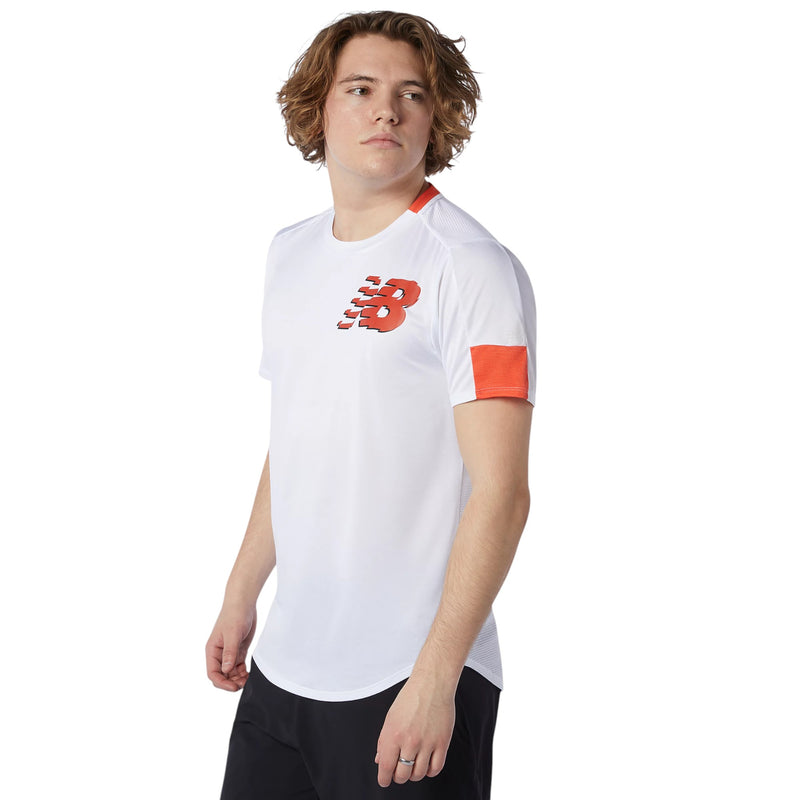 New Balance Printed Fast Flight Short Sleeve Jersey - White / Orange