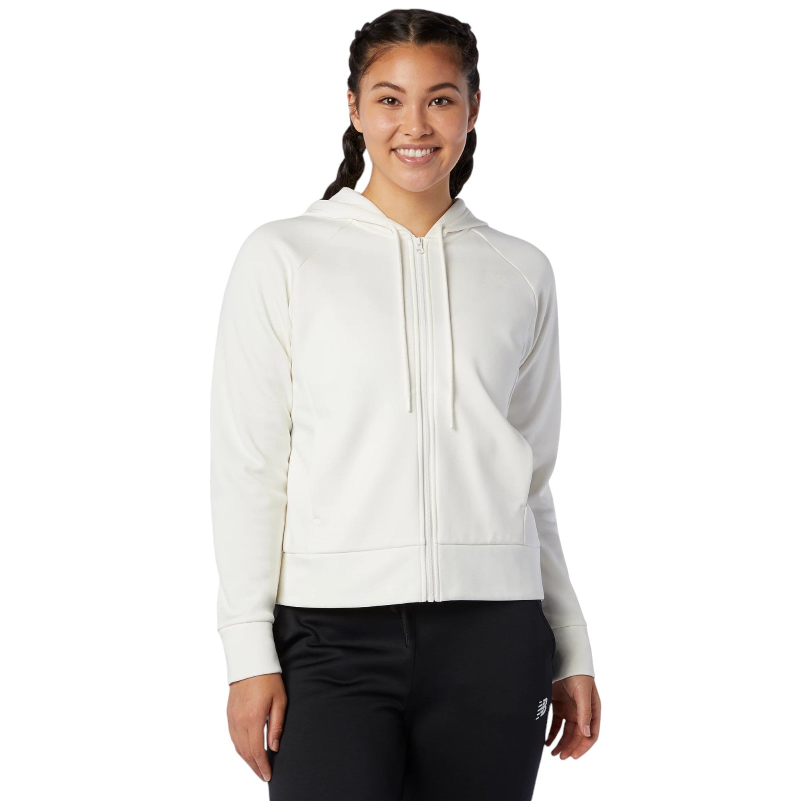New Balance Womens Relentless Tech Fleece Full Zip Hoodie - Off White