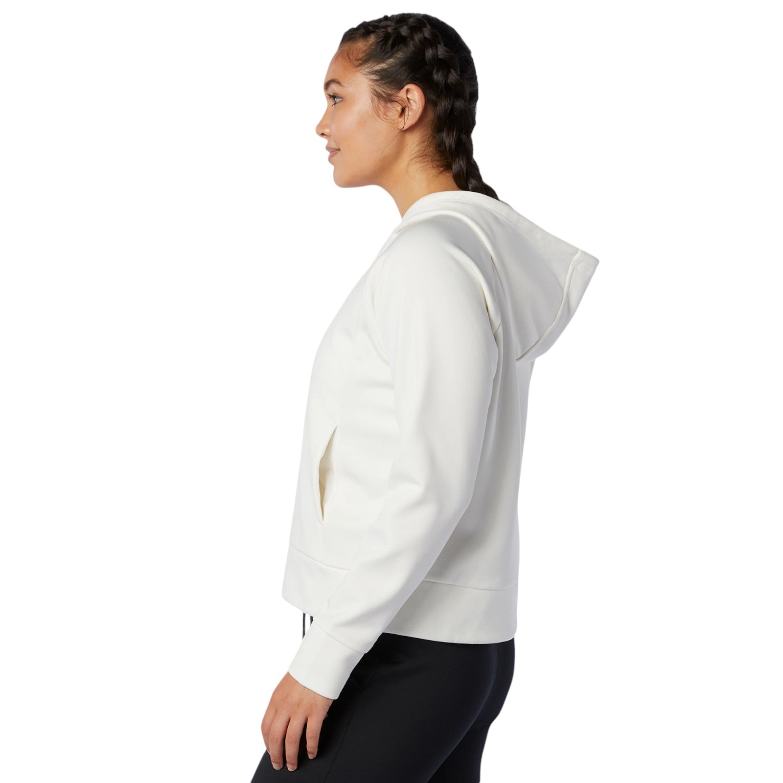 New Balance Womens Relentless Tech Fleece Full Zip Hoodie - Off White