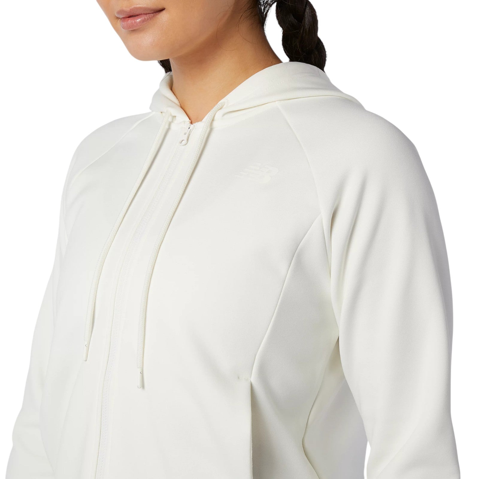 New Balance Womens Relentless Tech Fleece Full Zip Hoodie - Off White