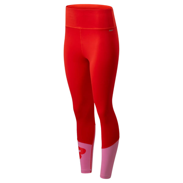 New Balance Womens Color Block 7/8 Tights - Red