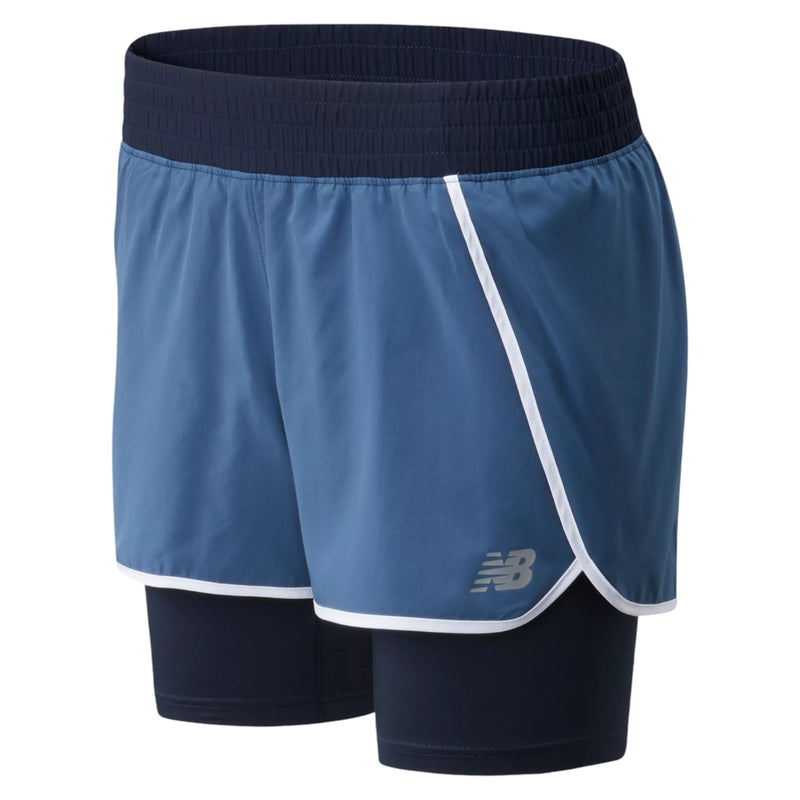 New Balance Womens 2 In 1 Sport Shorts - Navy