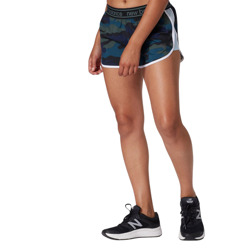 New Balance Womens Printed Acc 2.5 In Sports Shorts - Camo