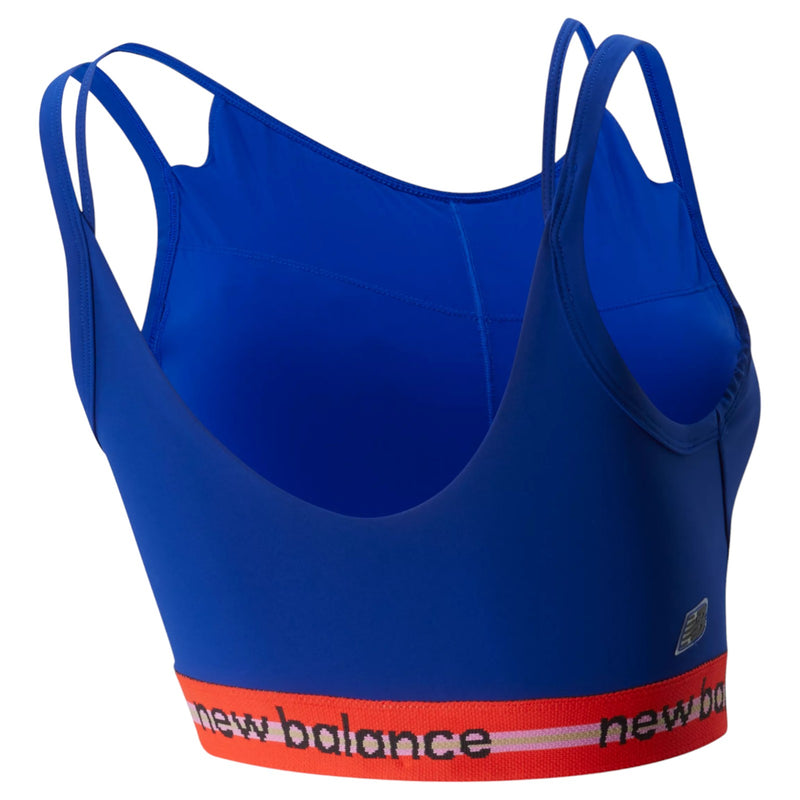 New Balance Womens Determination Feel The Cool Strappy Crop Top - Blue