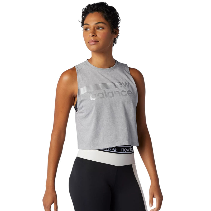 New Balance Womens Relentless Crop Novelty Tank - Grey