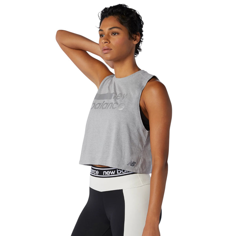 New Balance Womens Relentless Crop Novelty Tank - Grey