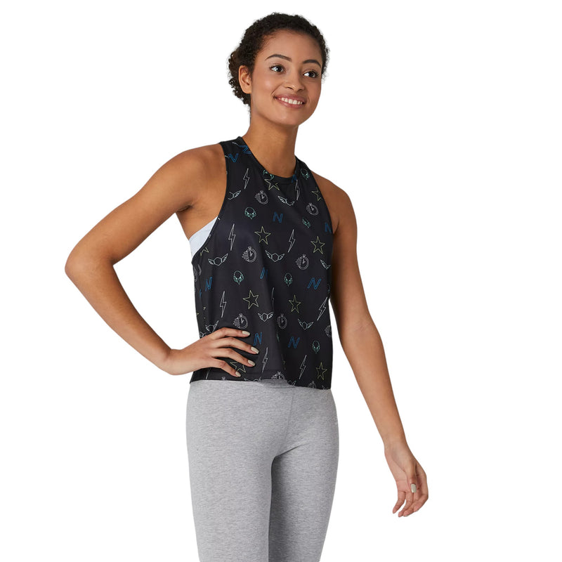 New Balance Womens Printed Fast Flight Crop Tank - Black