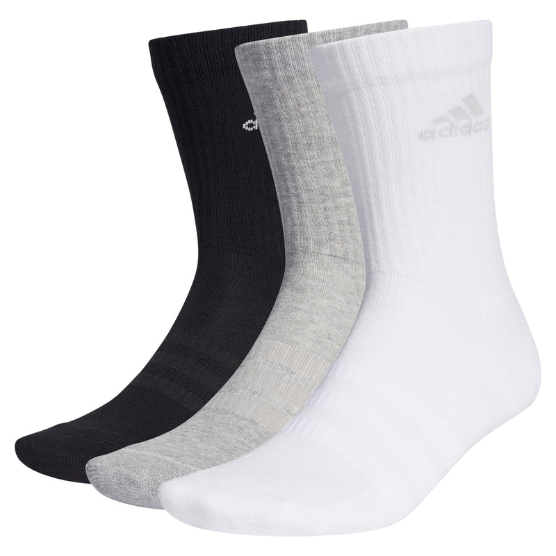 adidas Cushioned Crew Socks 3 Pairs - Black / Grey / White