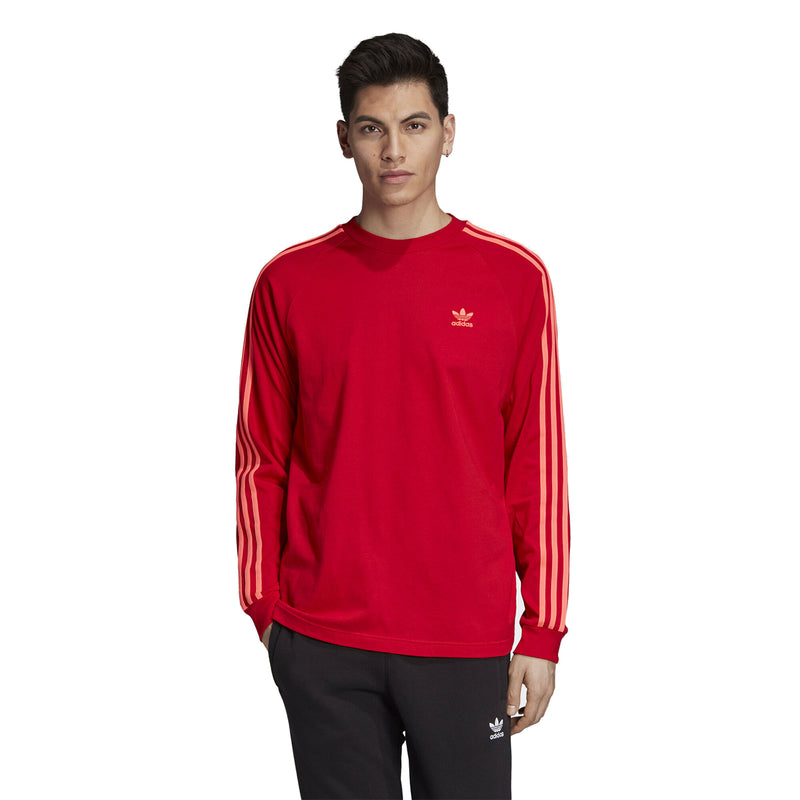 adidas Originals 3-Stripes Long Sleeved T Shirt - Red