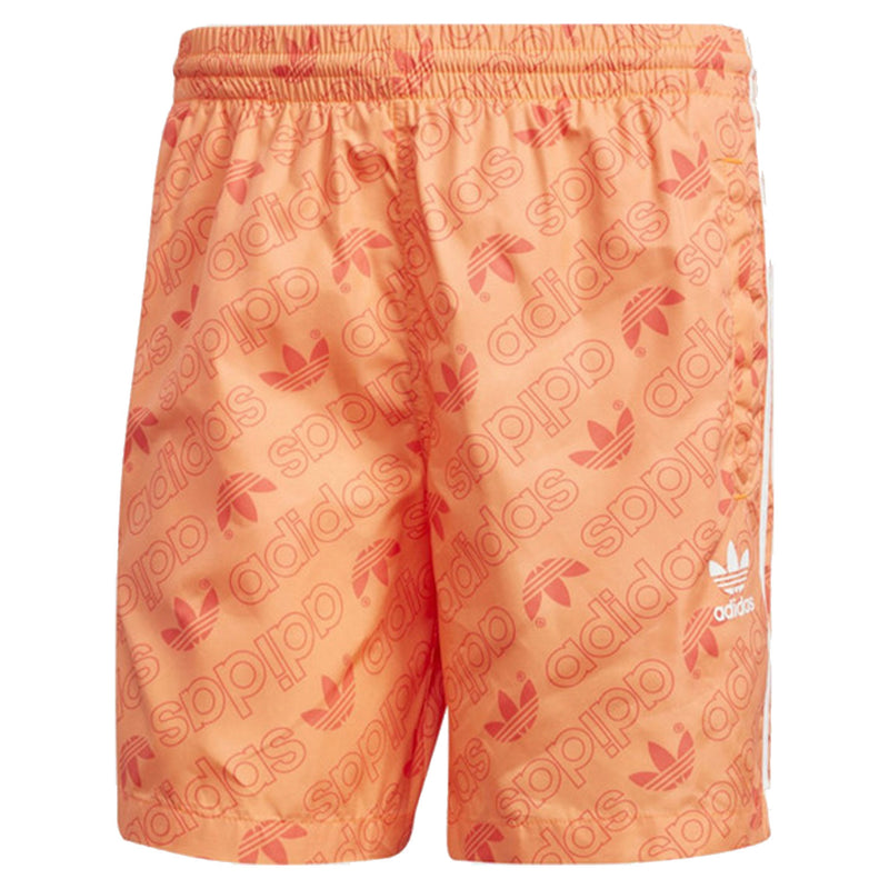 adidas Originals Monogram Linear All Over Print Swim Shorts - Orange